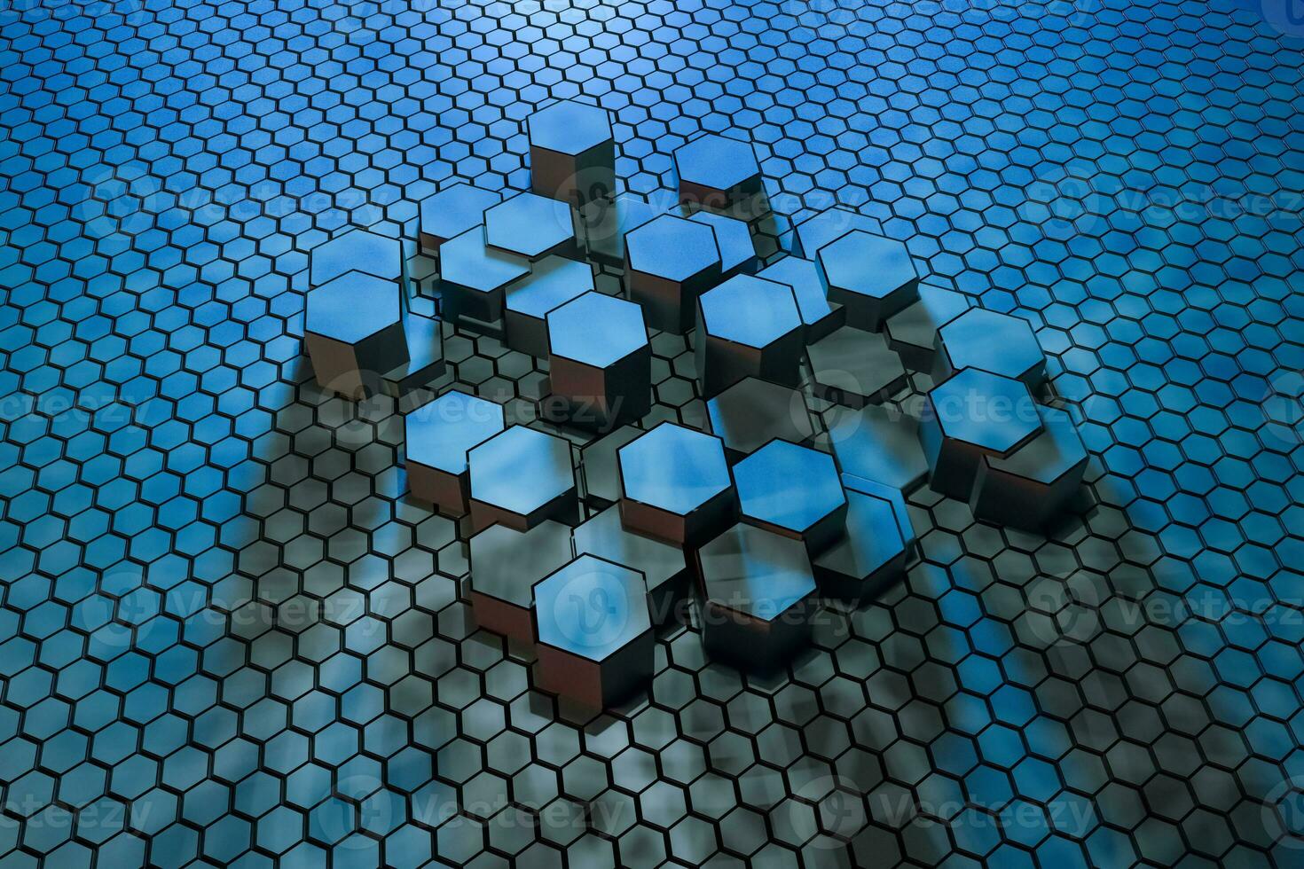3d rendering, dark hexagonal background, sci-fi background photo