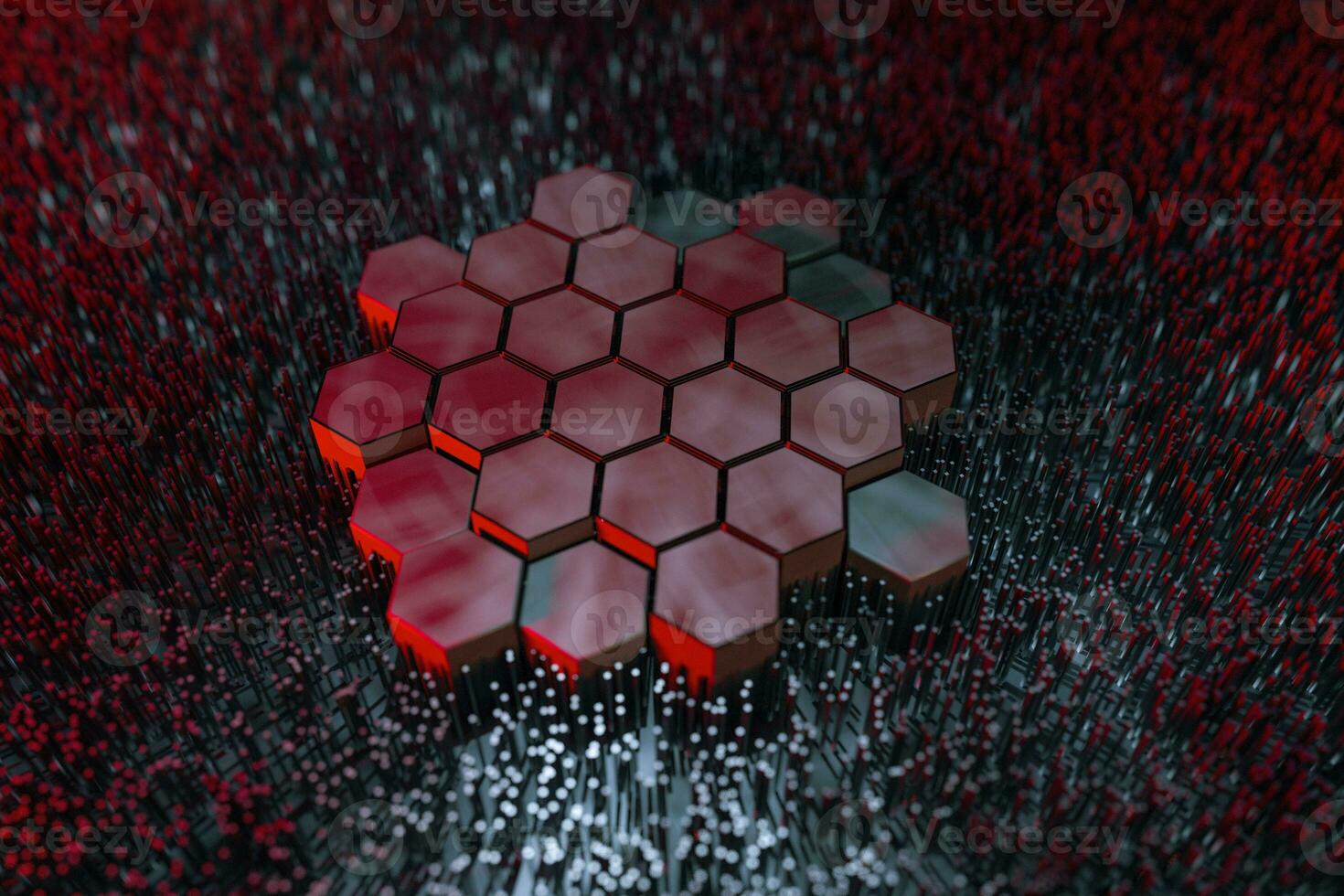 3d rendering, dark hexagonal background, sci-fi background photo