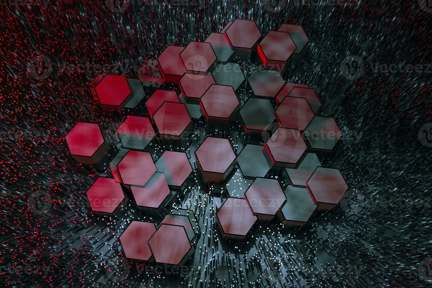 3d rendering, dark hexagonal background, sci-fi background photo