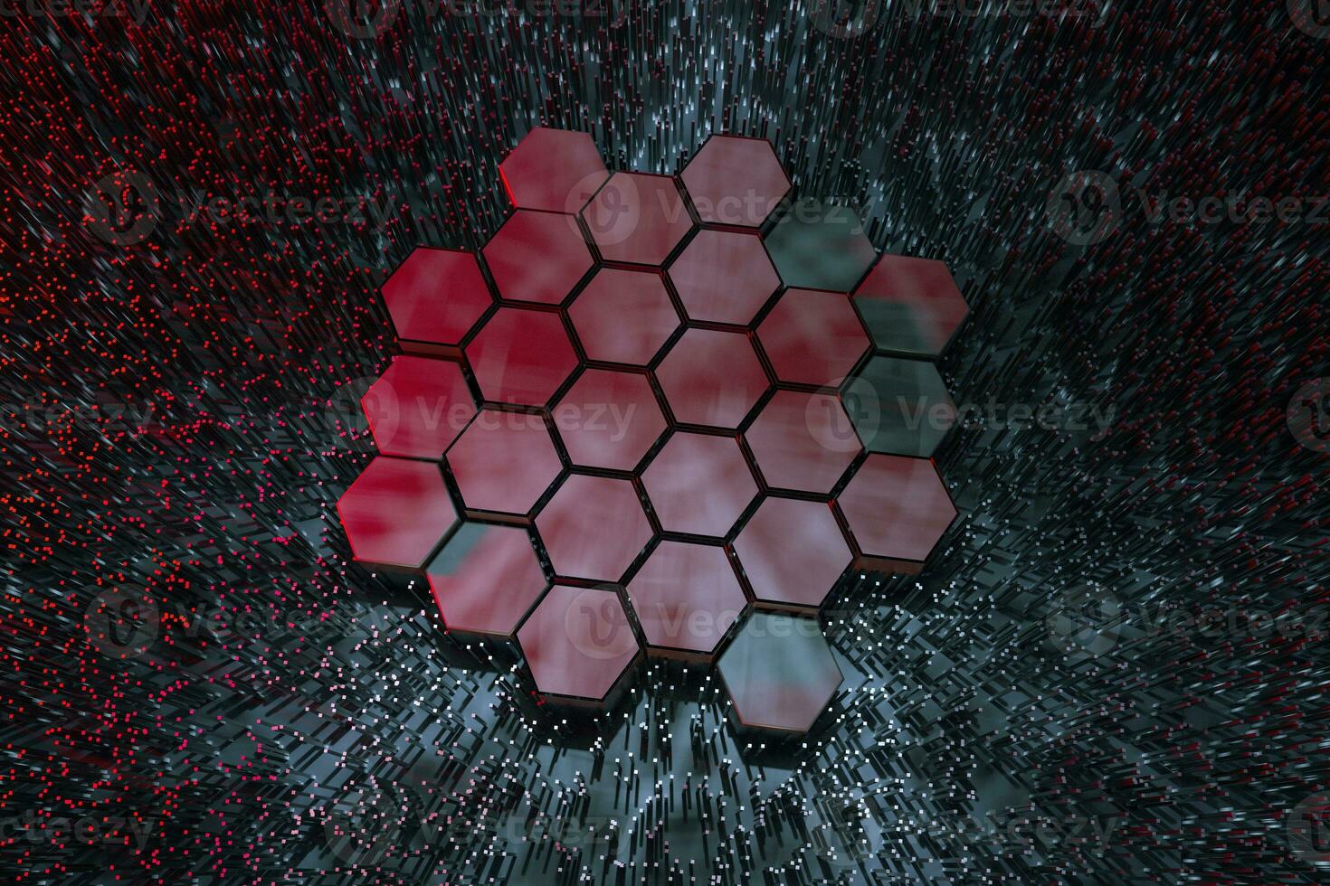 3d rendering, dark hexagonal background, sci-fi background photo