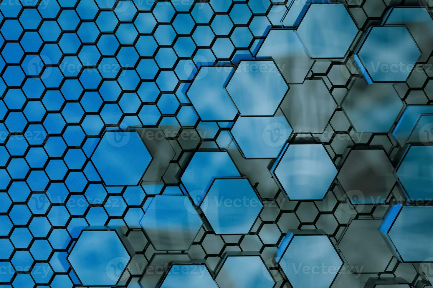 3d rendering, dark hexagonal background, sci-fi background photo