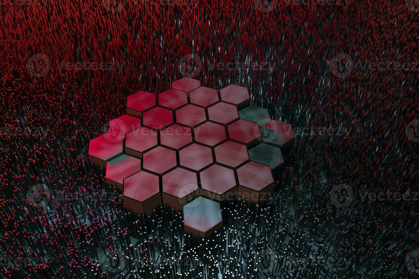 3d rendering, dark hexagonal background, sci-fi background photo