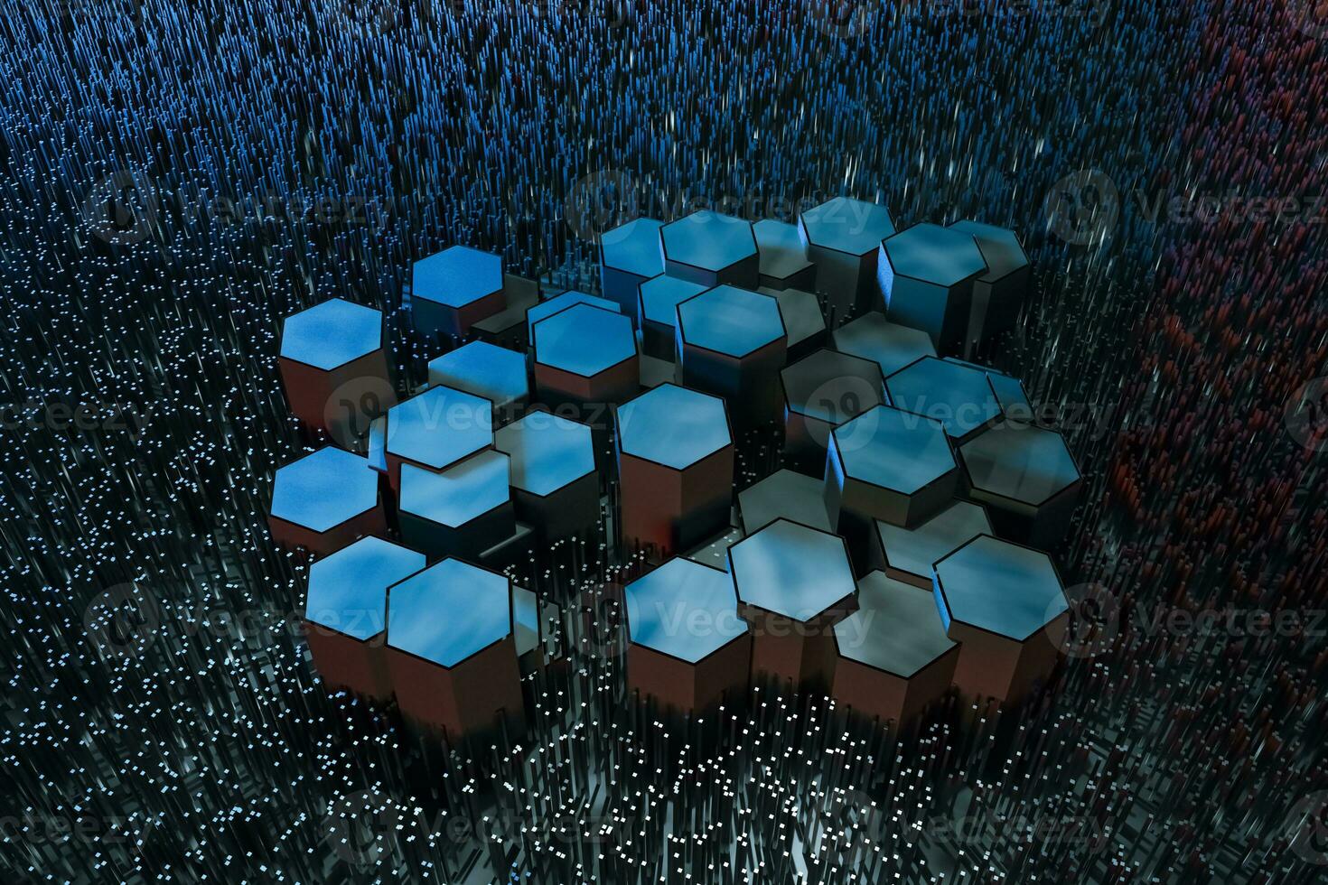 3d rendering, dark hexagonal background, sci-fi background photo