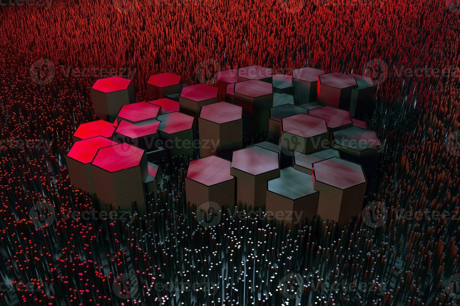 3d rendering, dark hexagonal background, sci-fi background photo