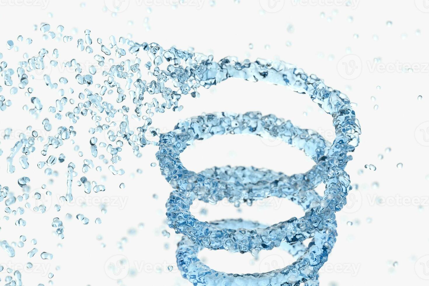 Purity splashing water with creative shapes, 3d rendering. photo