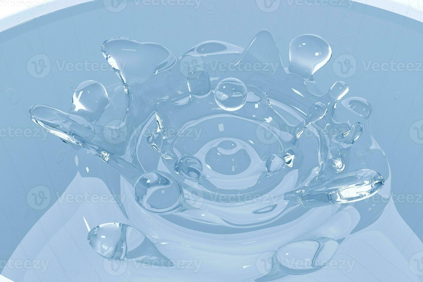 Transparent wave liquid ripples by fluid simulation, 3d rendering photo