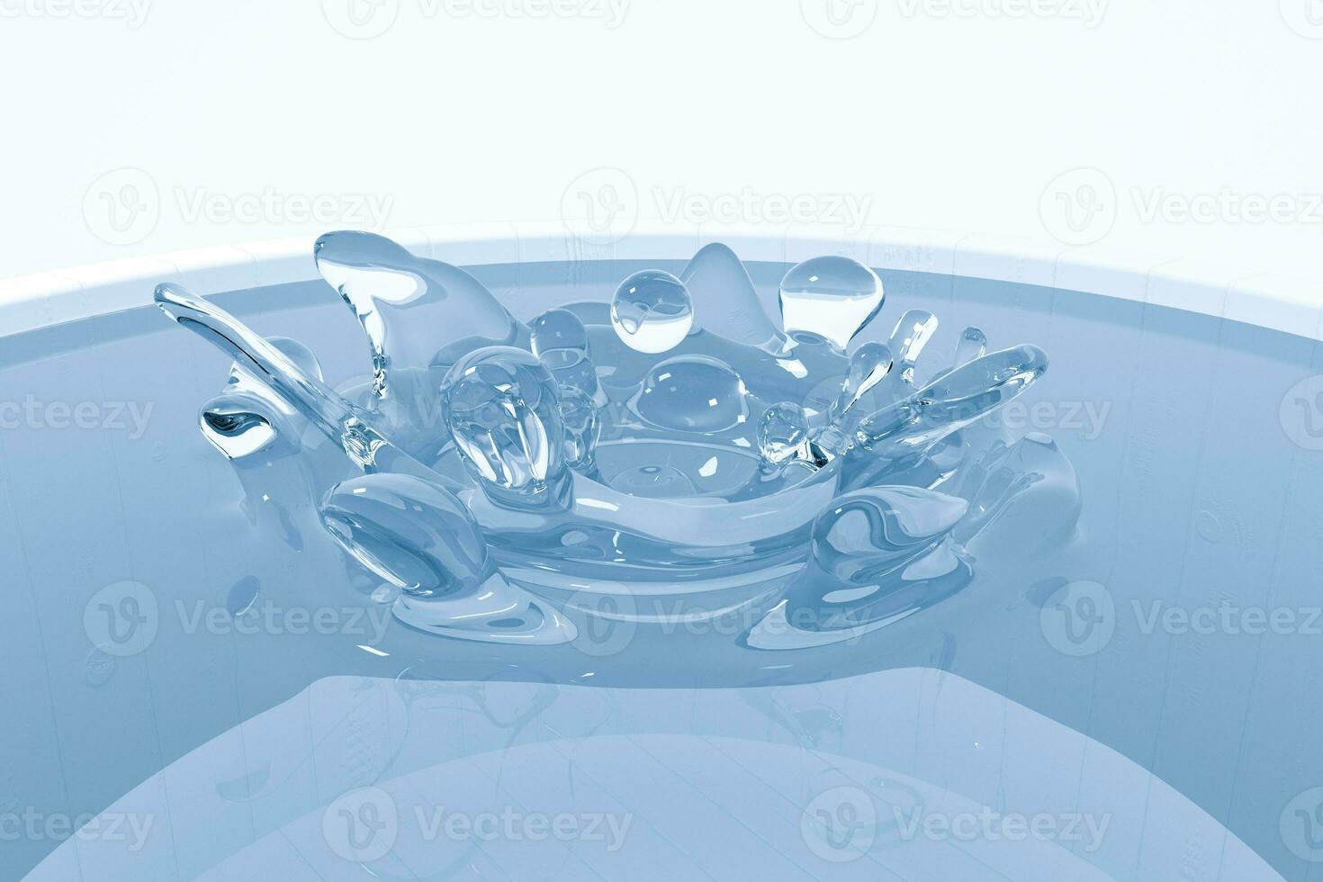 Transparent wave liquid ripples by fluid simulation, 3d rendering photo
