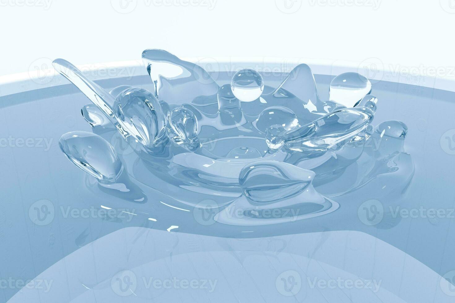 Transparent wave liquid ripples by fluid simulation, 3d rendering photo