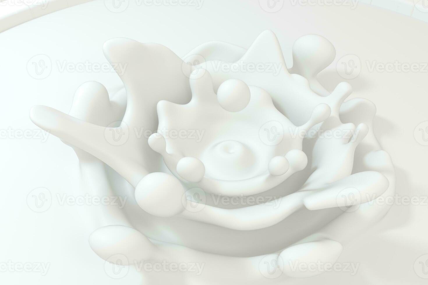 White wave liquid ripples by fluid simulation, 3d rendering photo