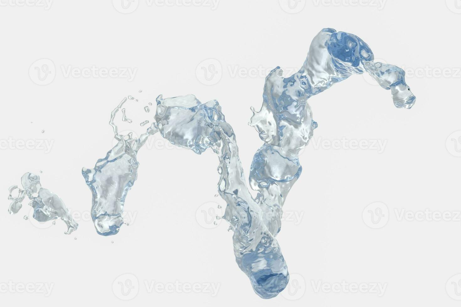 Purity splashing water with creative shapes, 3d rendering. photo