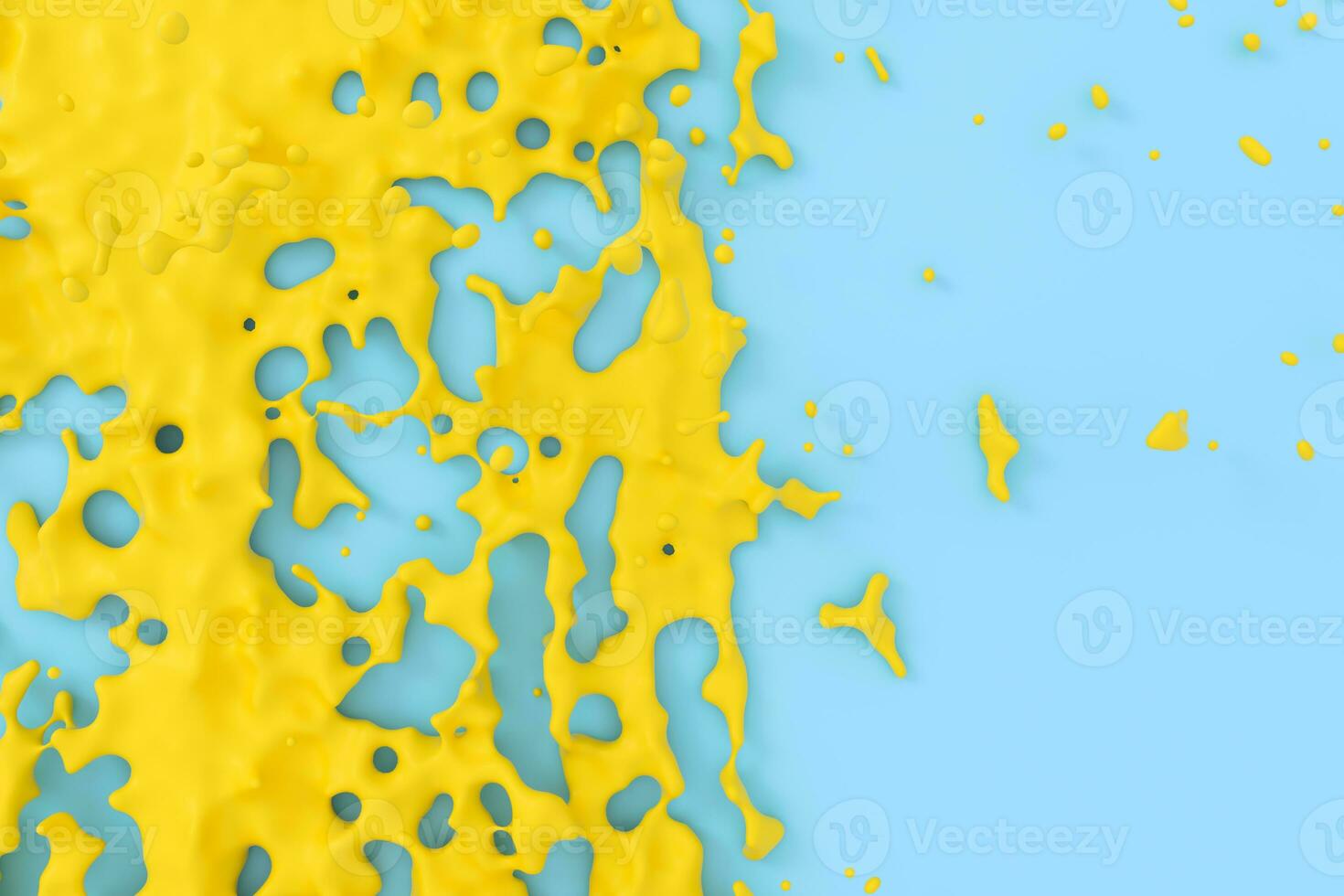 The splashing liquid of pigment, two-tone color background, 3d rendering. photo