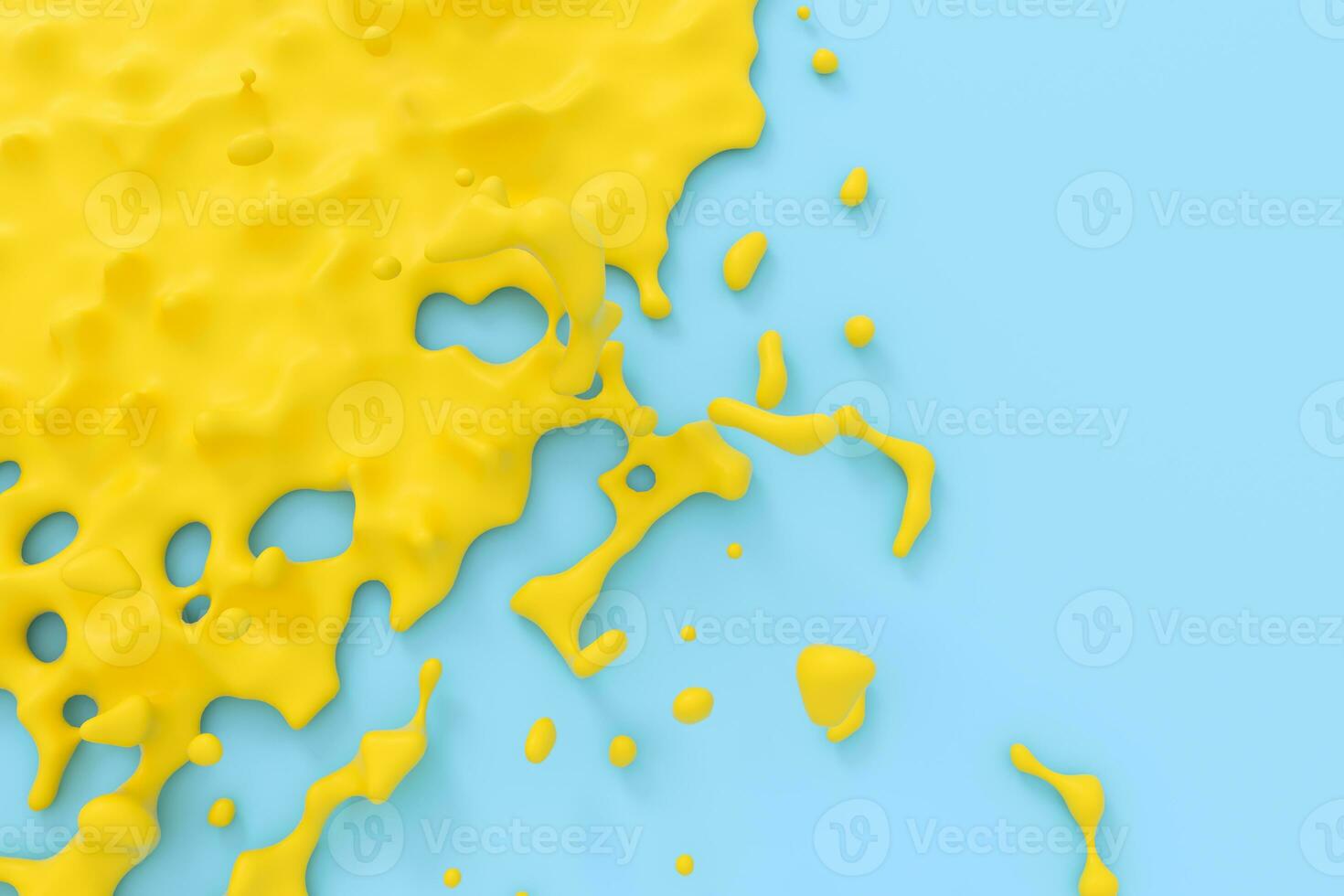 The splashing liquid of pigment, two-tone color background, 3d rendering. photo