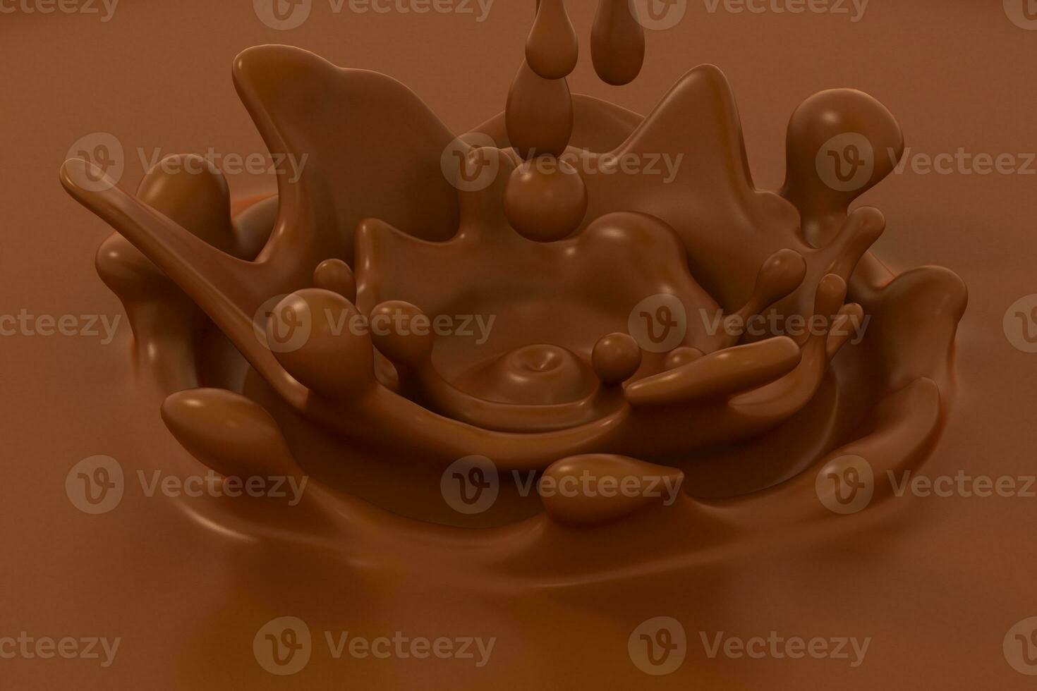 Wave chocolate ripples by fluid simulation, 3d rendering photo