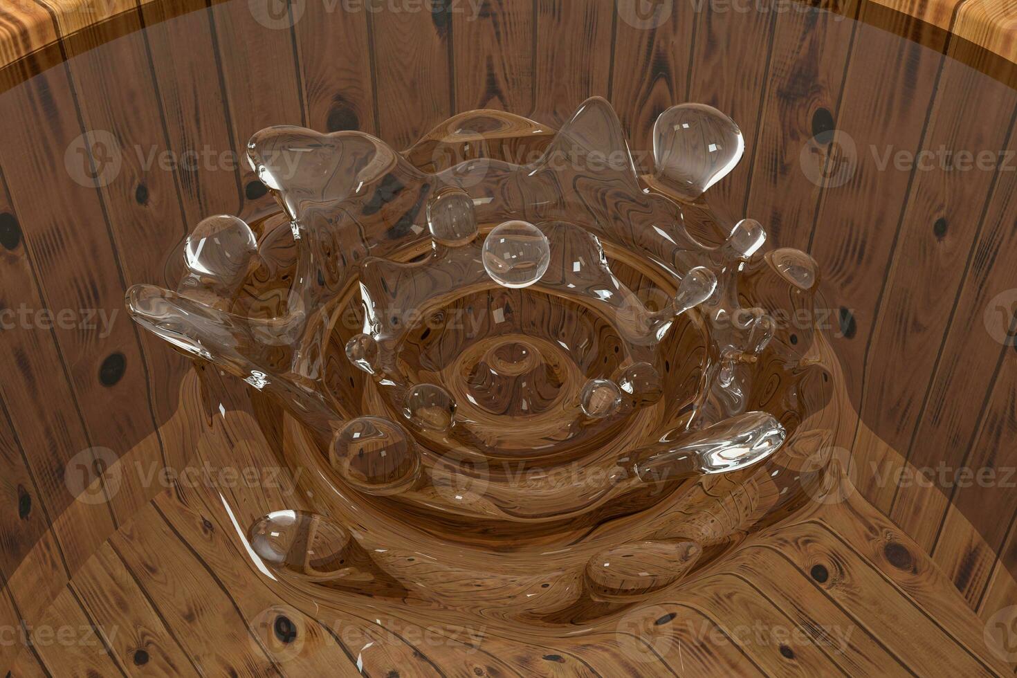 Transparent wave liquid ripples by fluid simulation, 3d rendering photo