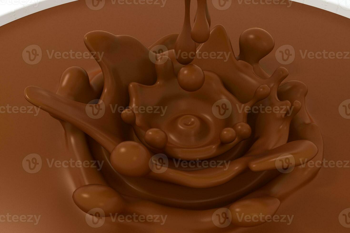 Wave chocolate ripples by fluid simulation, 3d rendering photo