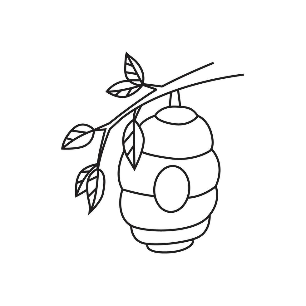vector lineal ilustración de un abeja colmena, en garabatear estilo.