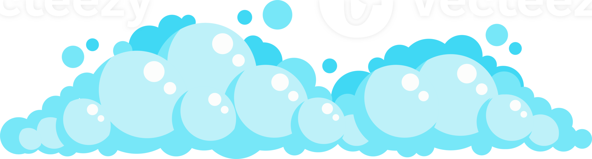 Cartoon soap foam set with bubbles. Light blue suds of bath, shampoo, shaving, mousse. png