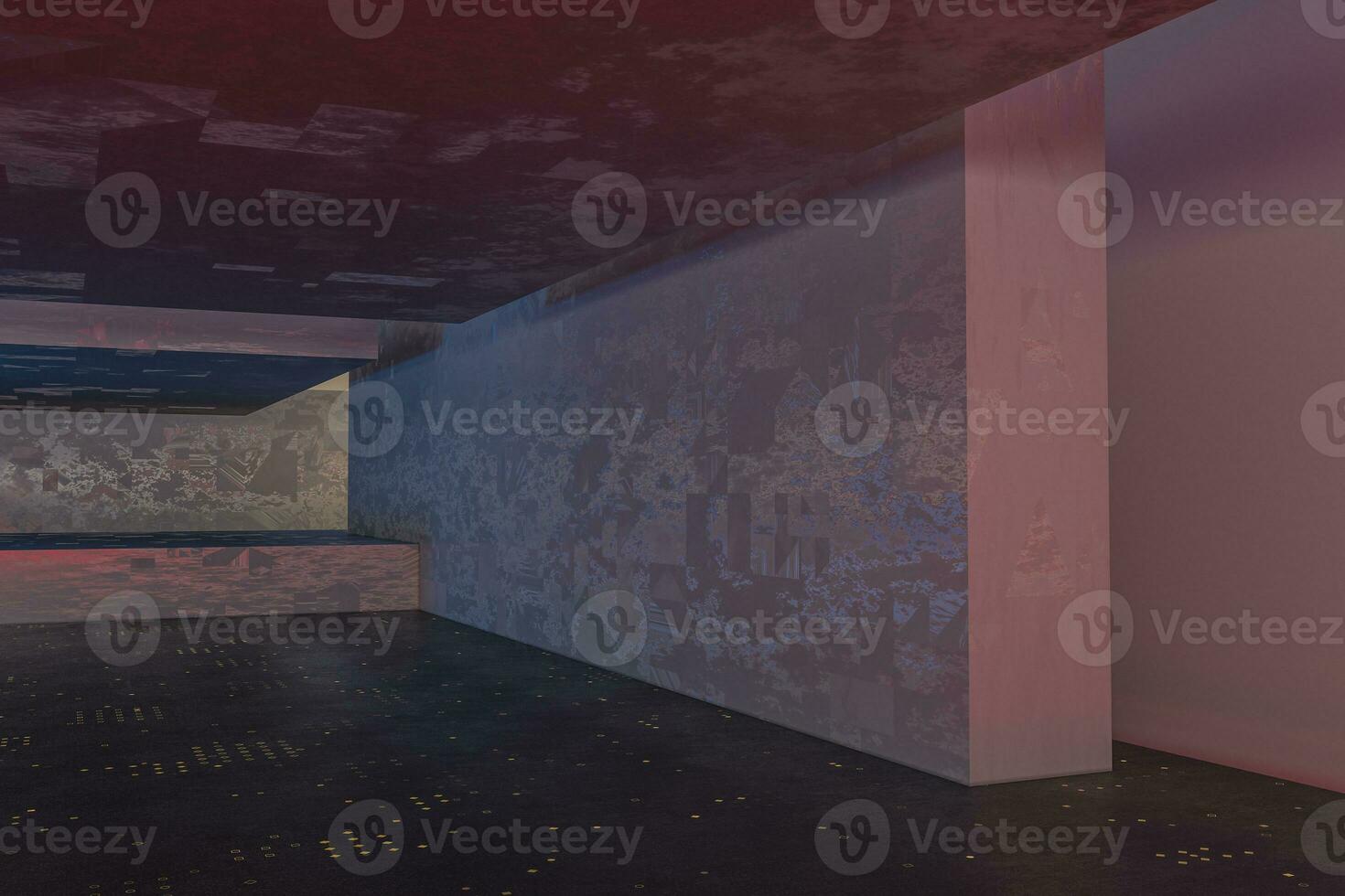 The dark abandoned room, creative architectural construction, 3d rendering. photo
