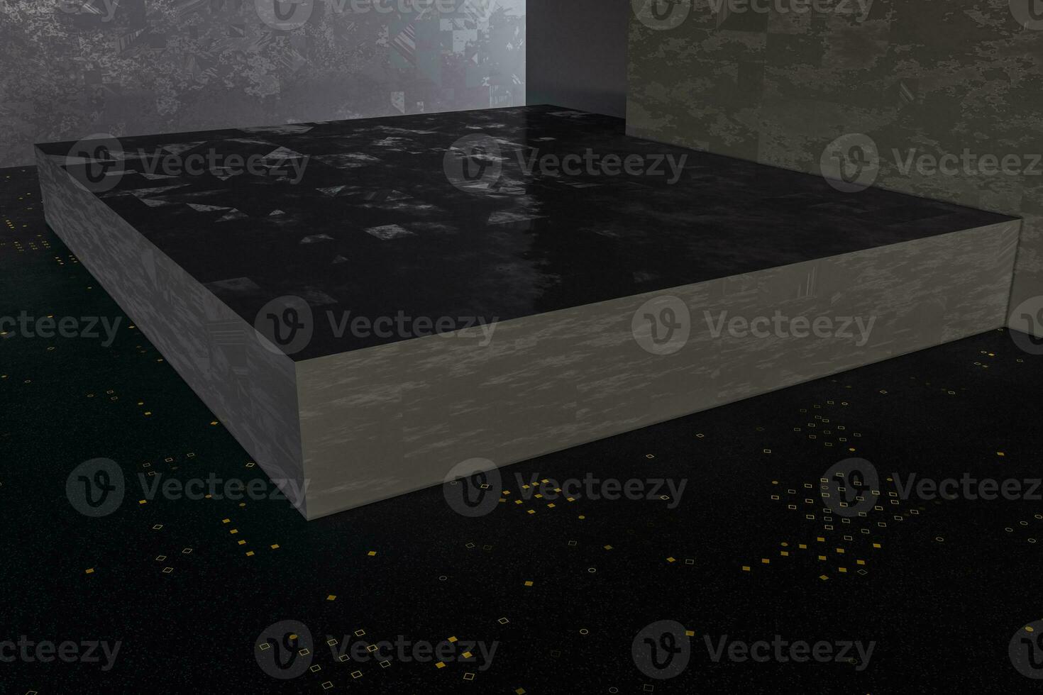 The dark abandoned room, creative architectural construction, 3d rendering. photo