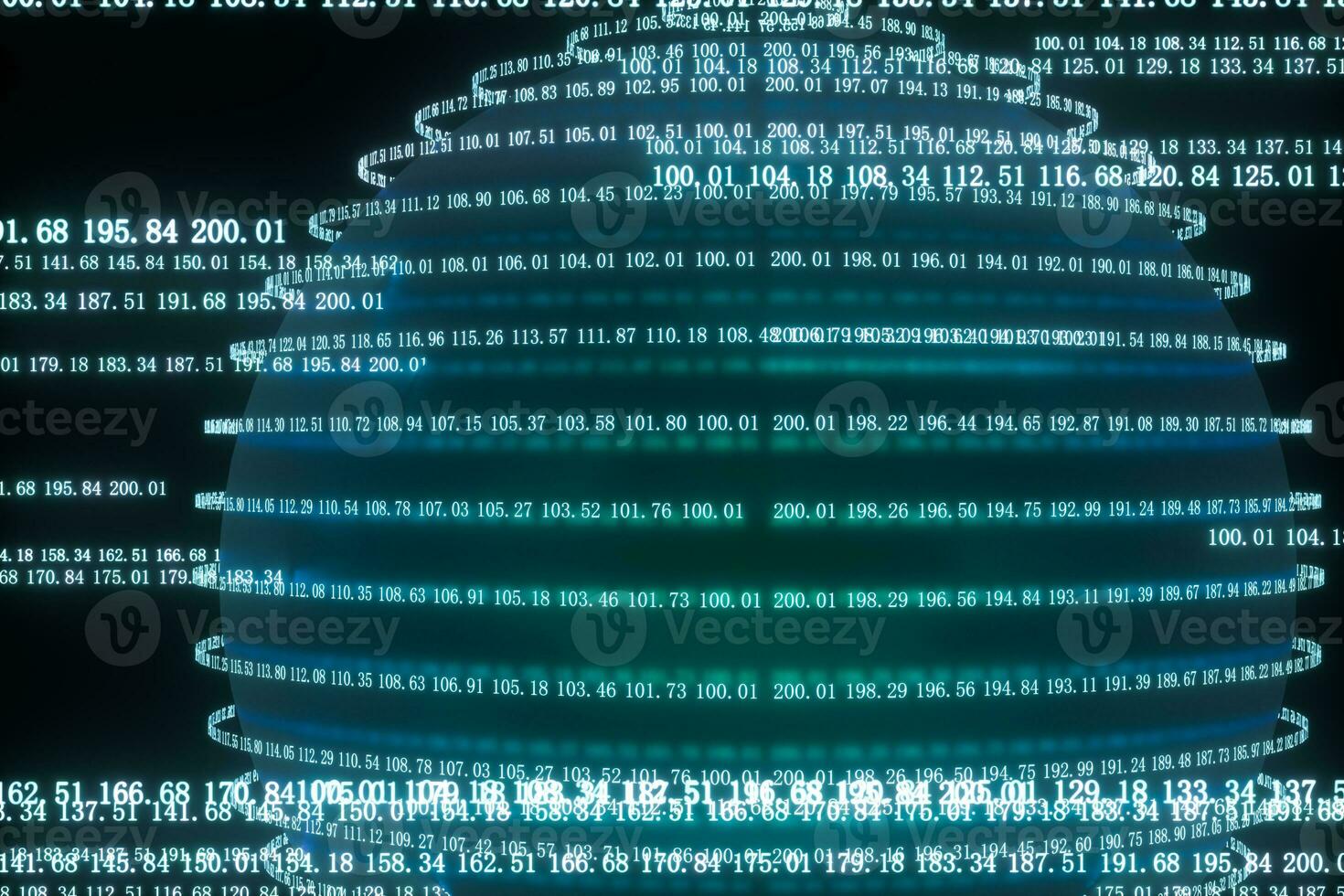 Digital lines made of numbers, globe big data background, 3d rendering photo