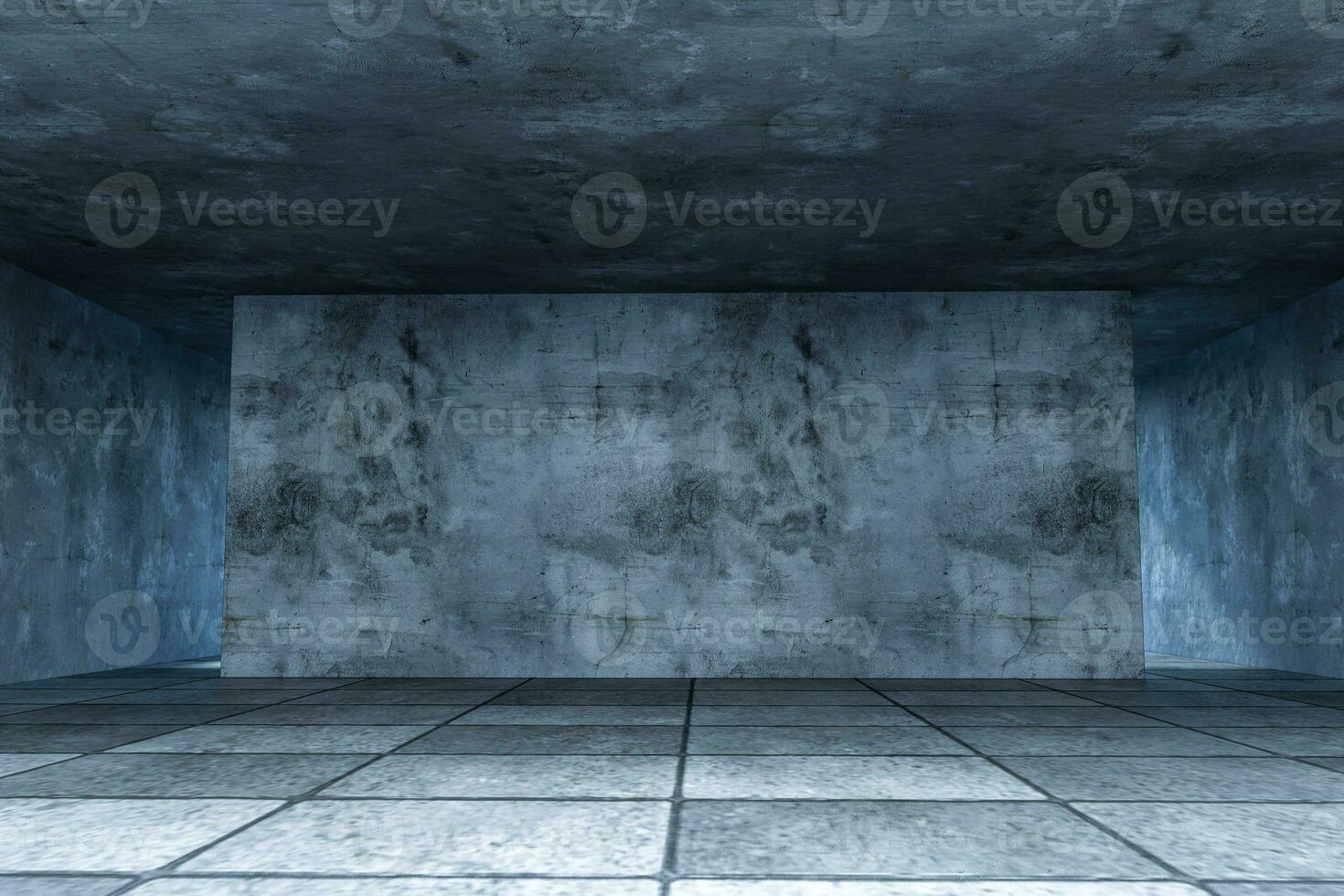 3d rendering, the abandoned empty room at night. photo