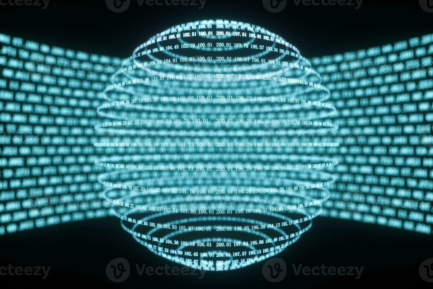 Digital lines made of numbers, globe big data background, 3d rendering photo