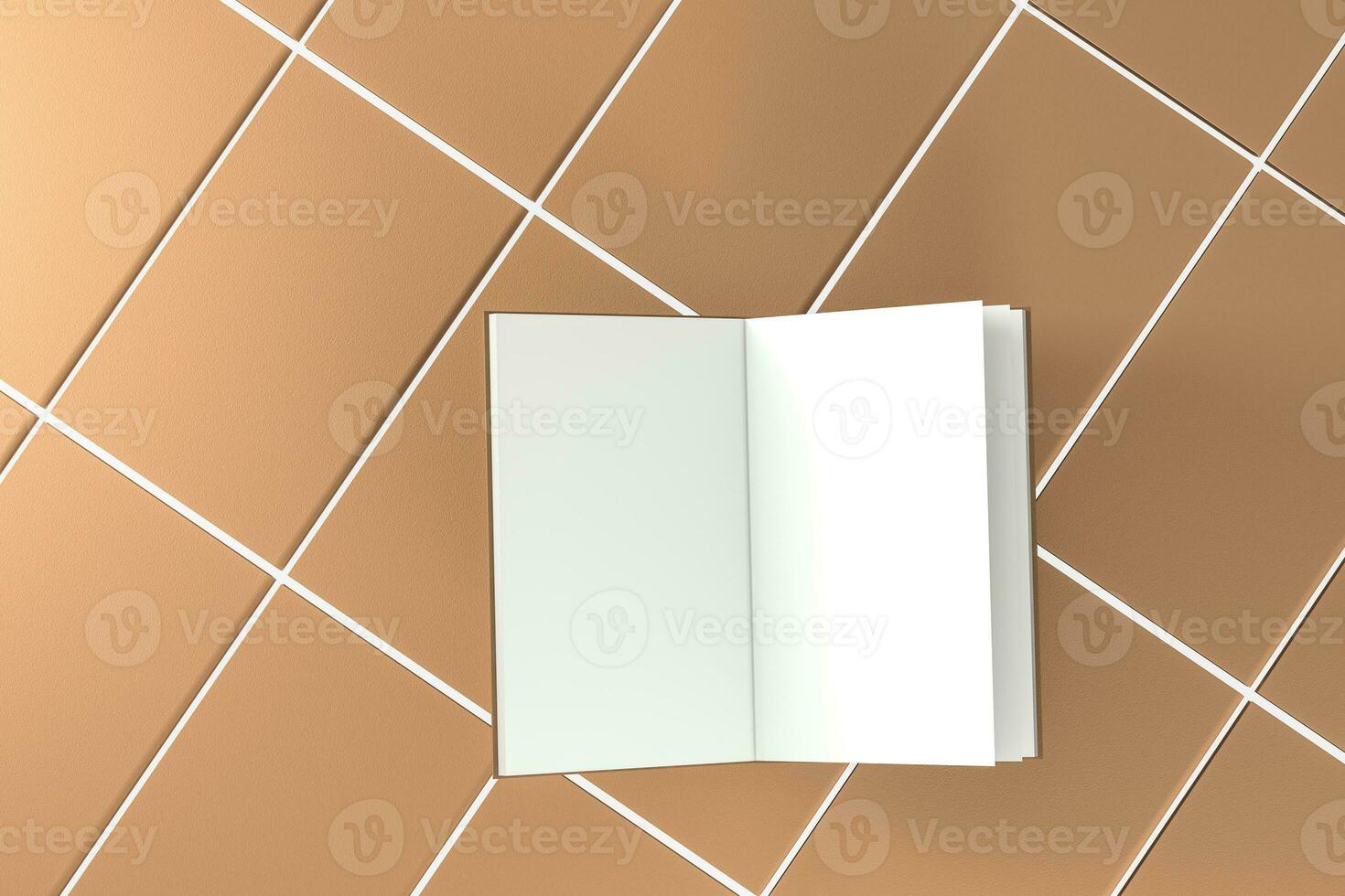 The brown blank opening notebook background, 3d rendering. photo