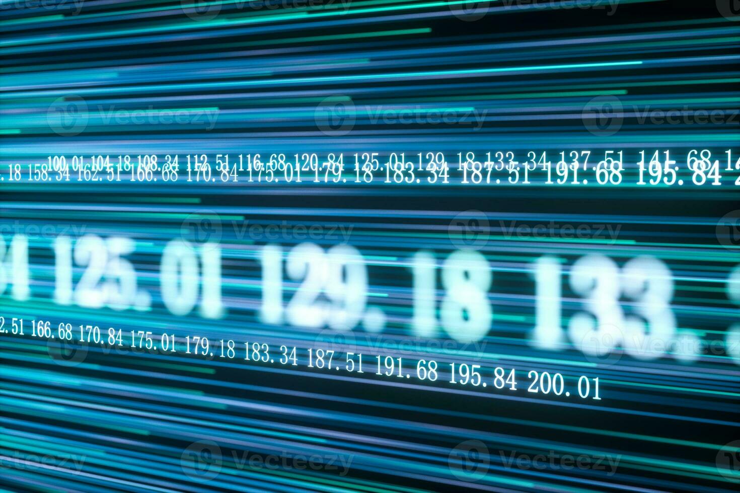 Digital lines made of numbers, globe big data background, 3d rendering photo