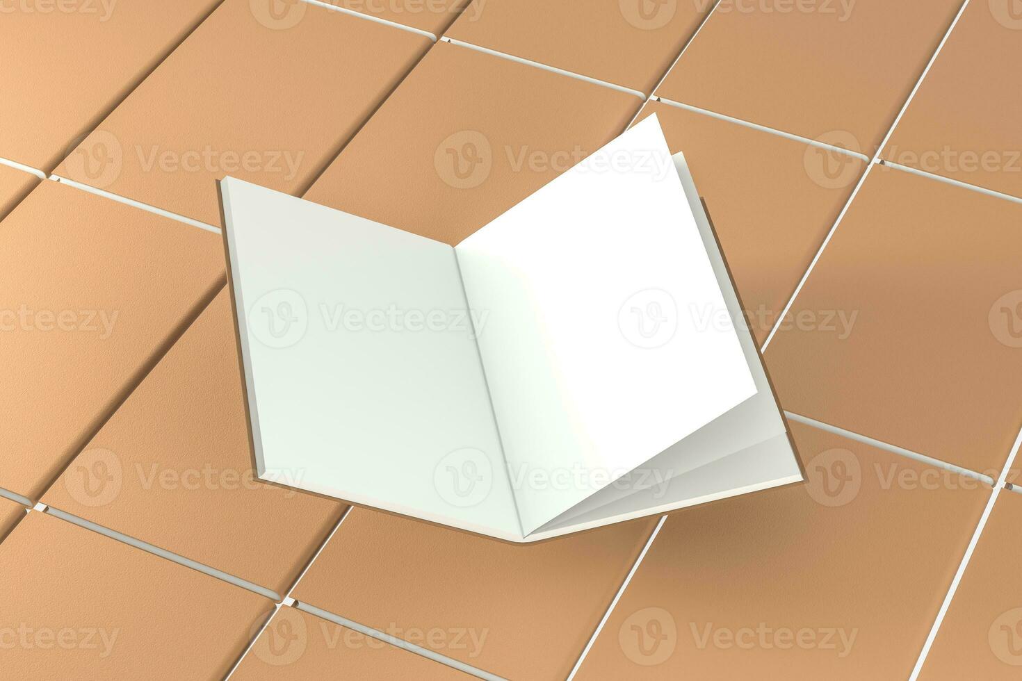 The brown blank opening notebook background, 3d rendering. photo