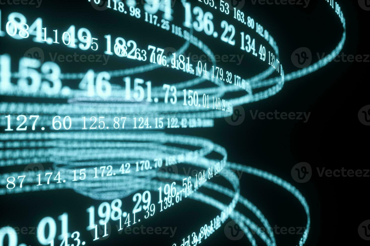 Digital lines made of numbers, globe big data background, 3d rendering photo