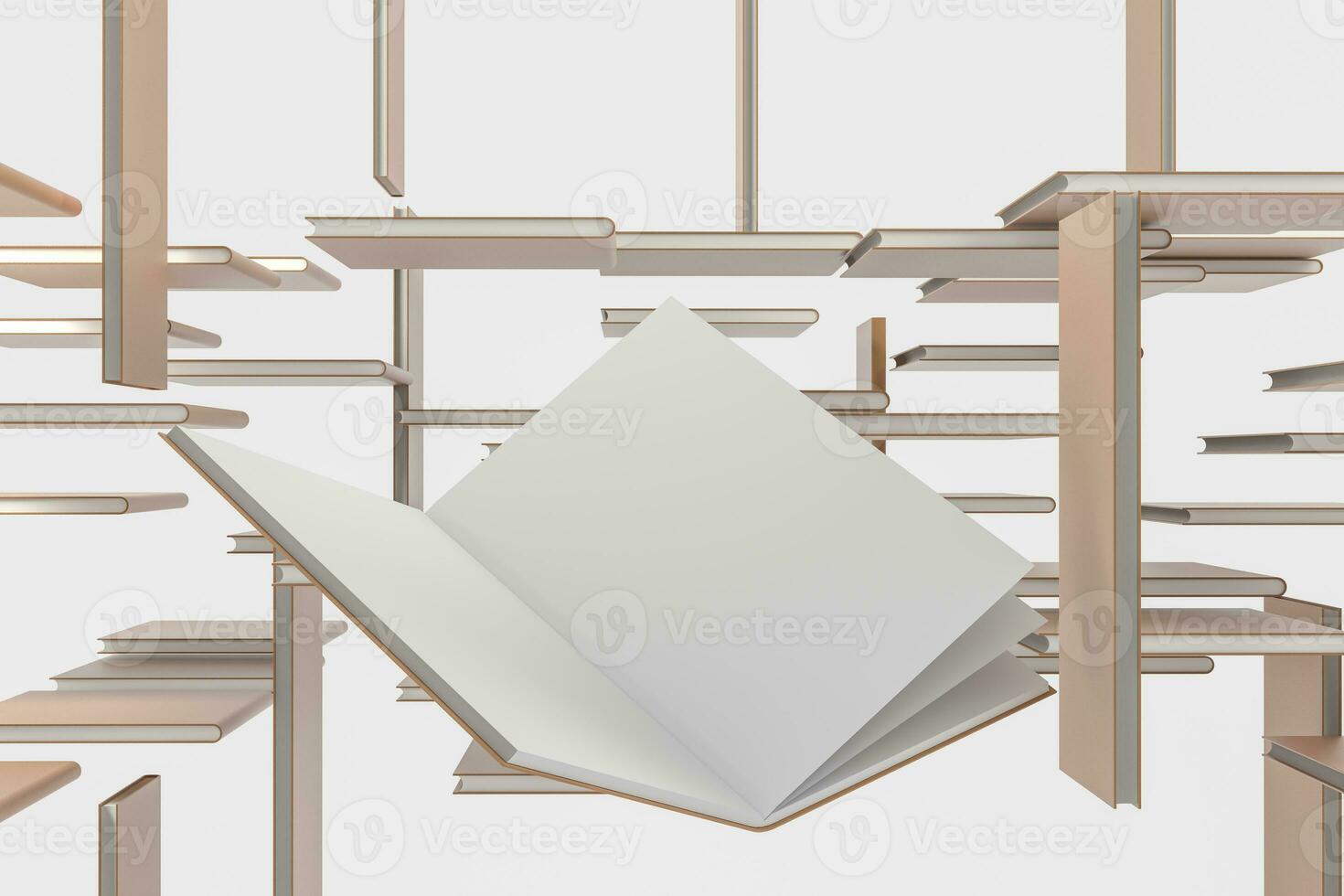 The brown blank opening notebook background, 3d rendering. photo