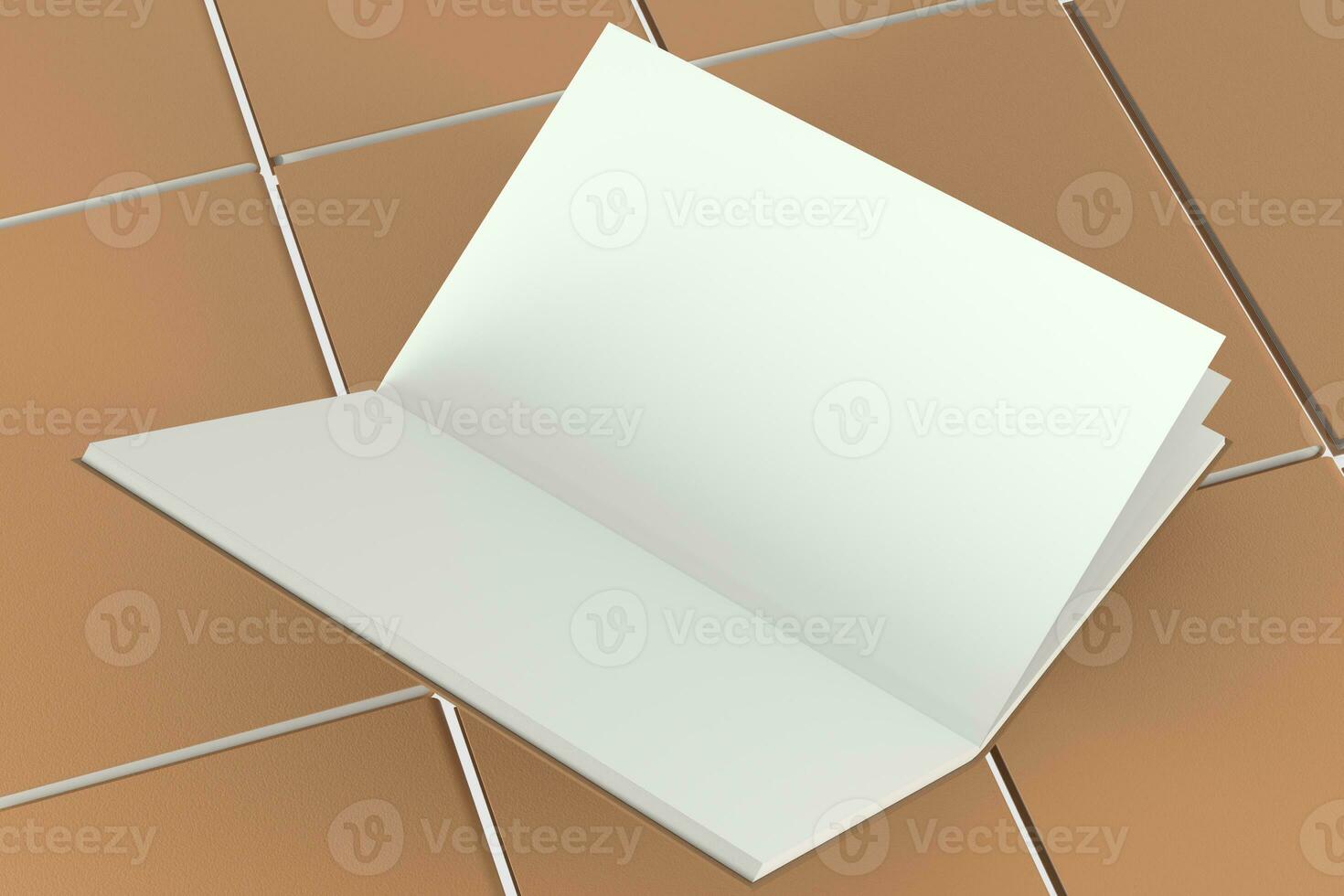 The brown blank opening notebook background, 3d rendering. photo