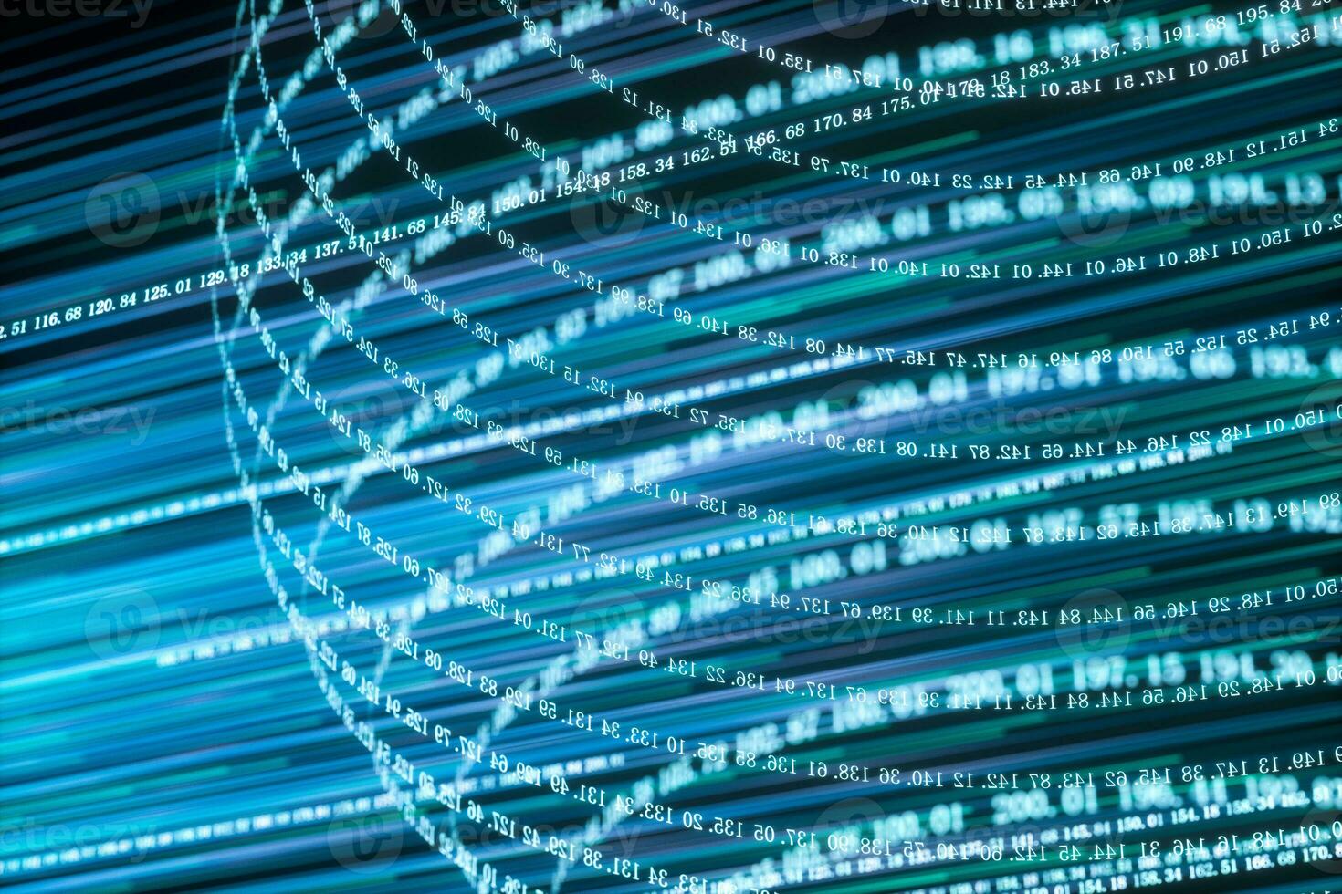 Digital lines made of numbers, globe big data background, 3d rendering photo
