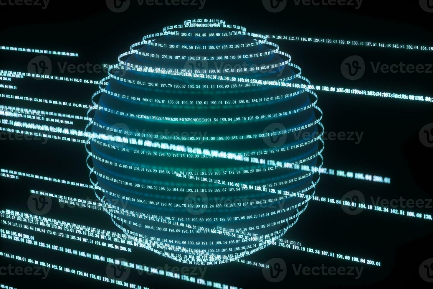 Digital lines made of numbers, globe big data background, 3d rendering photo