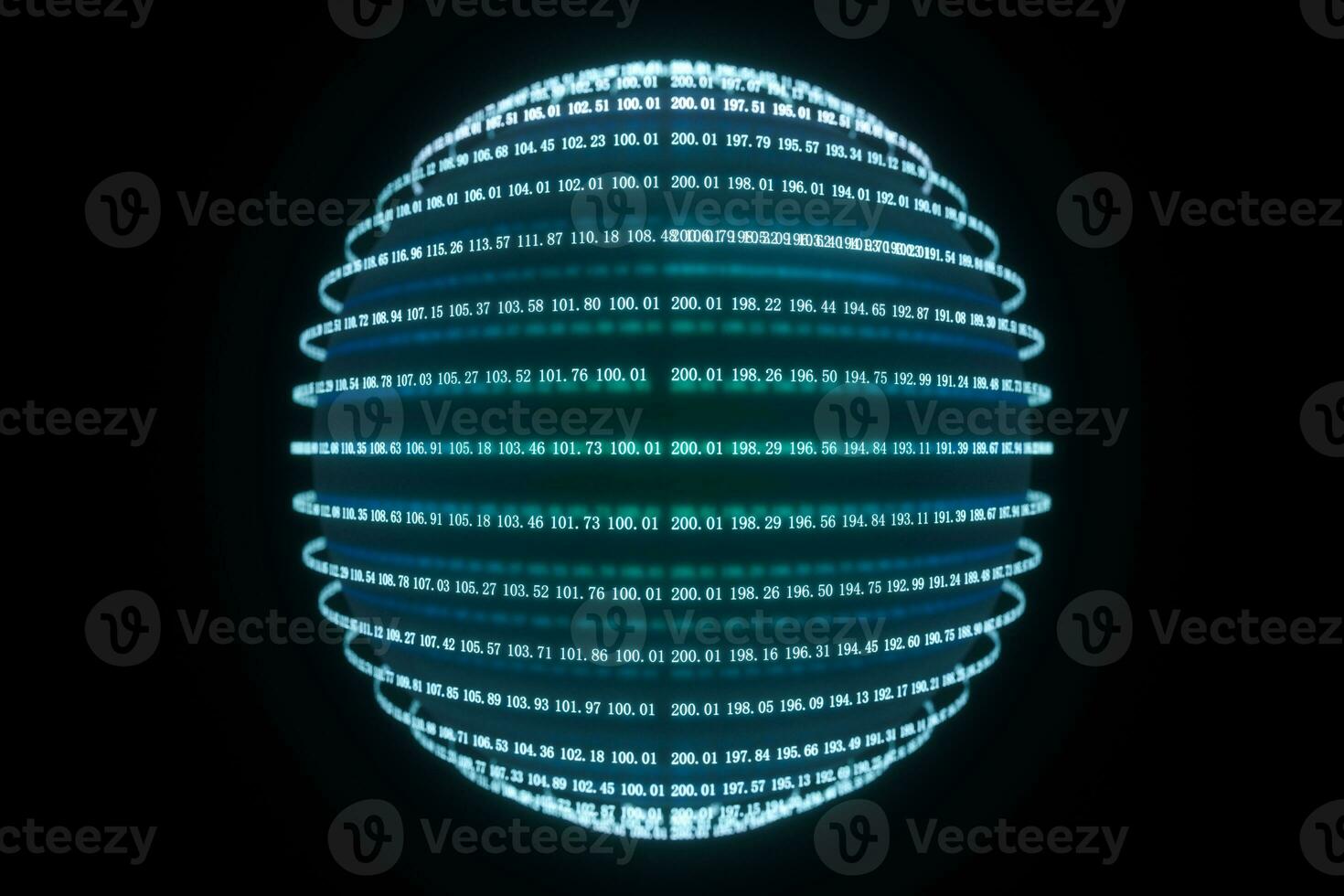 Digital lines made of numbers, globe big data background, 3d rendering photo