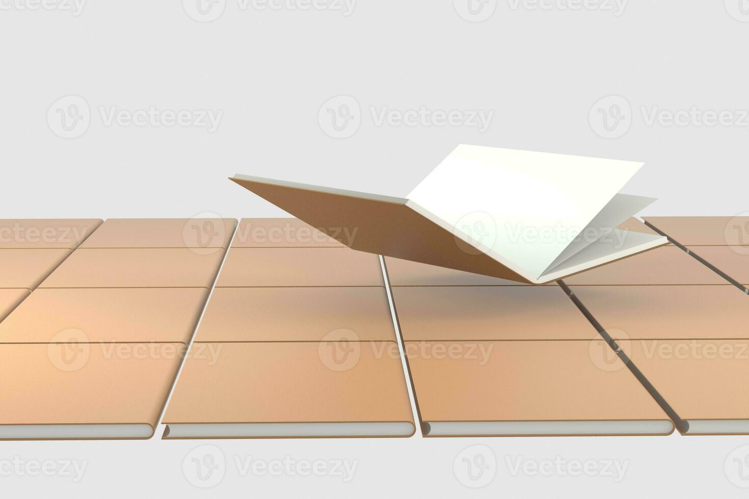 The brown blank opening notebook background, 3d rendering. photo