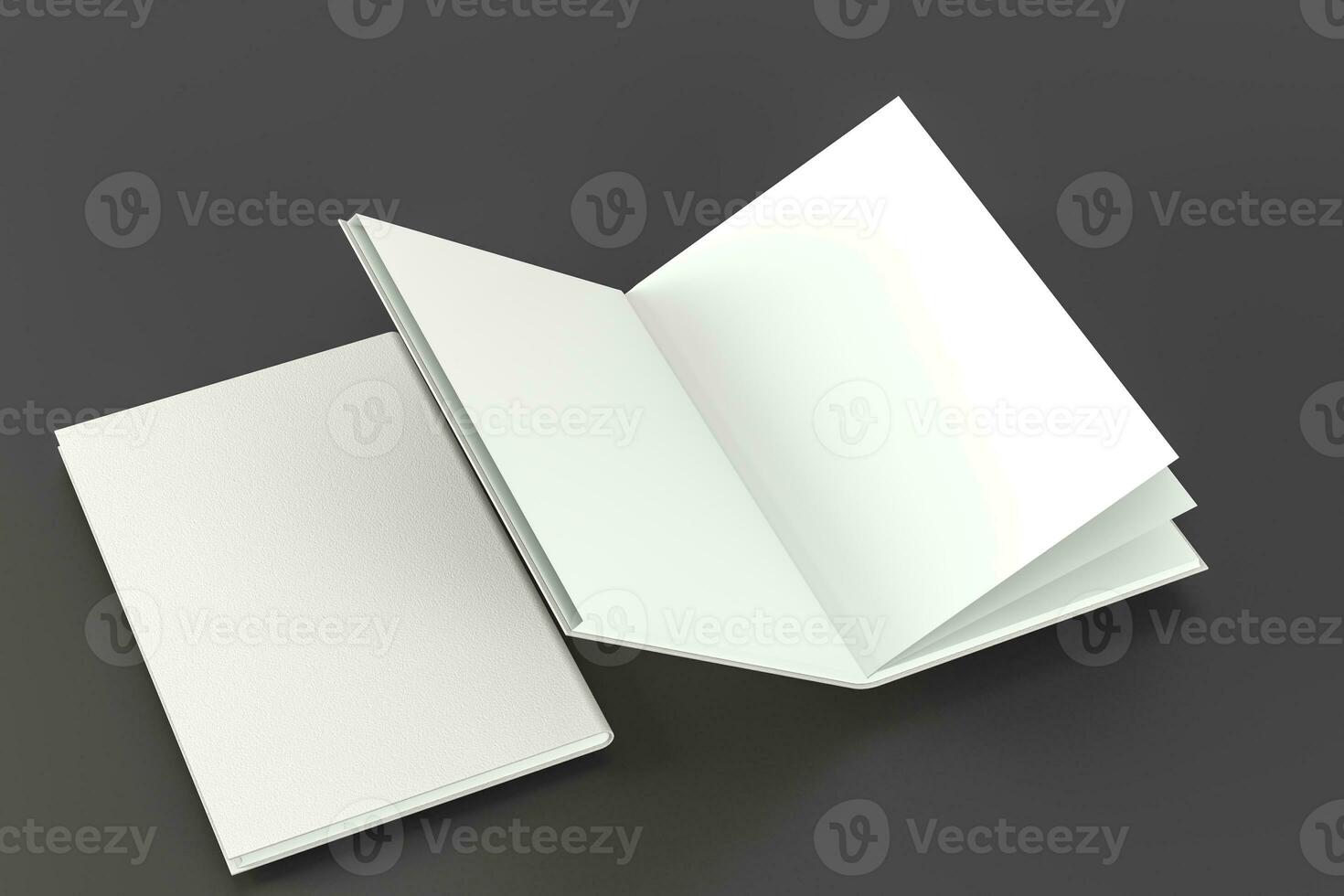 The blank opening notebook background, 3d rendering. photo