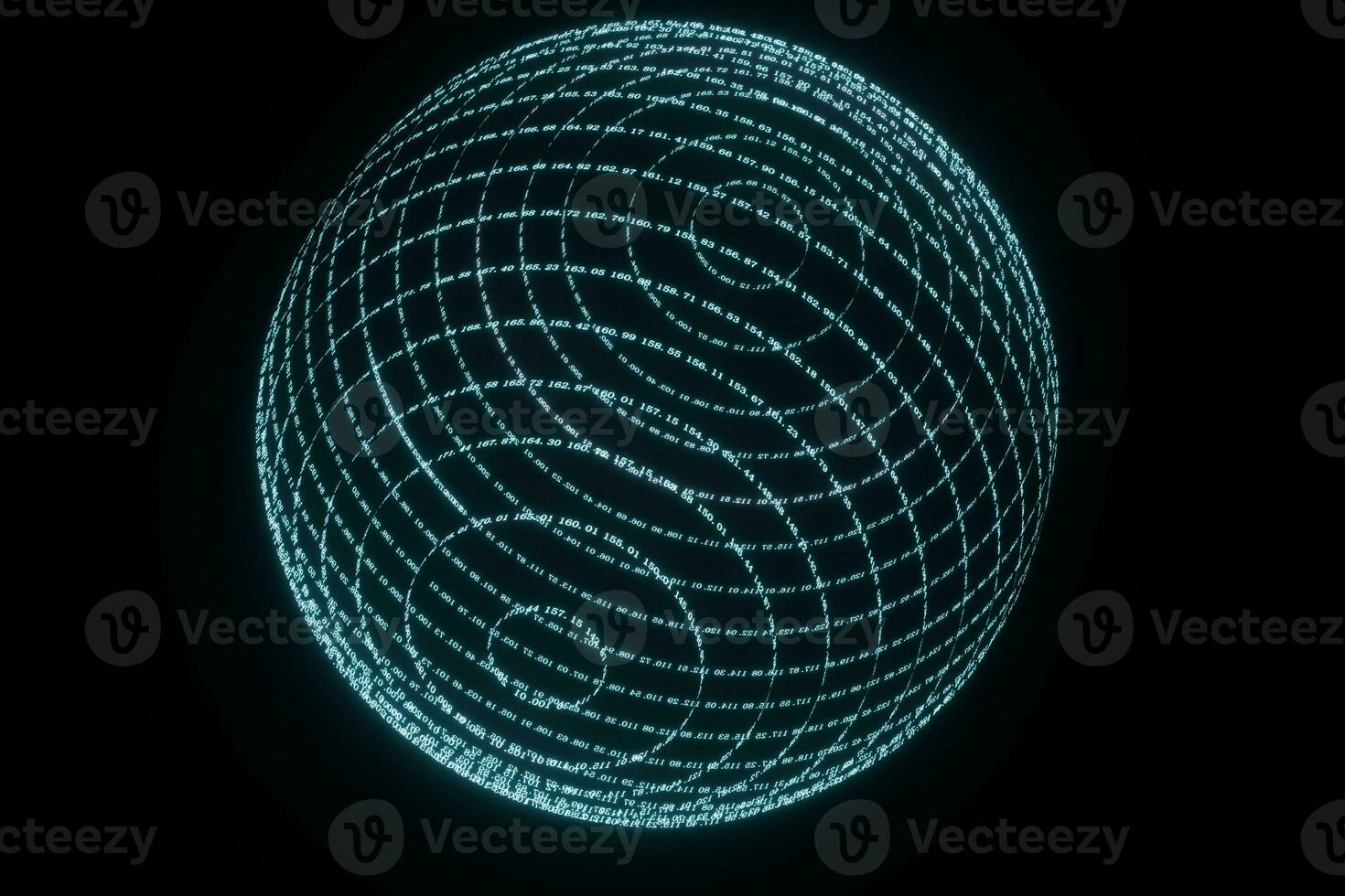 Digital lines made of numbers, globe big data background, 3d rendering photo