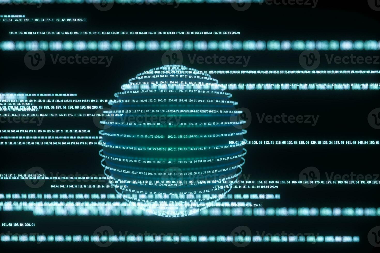 Digital lines made of numbers, globe big data background, 3d rendering photo