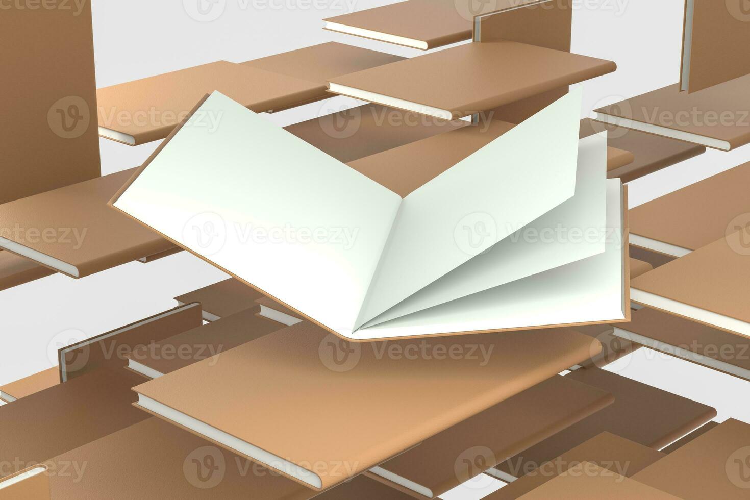 The brown blank opening notebook background, 3d rendering. photo