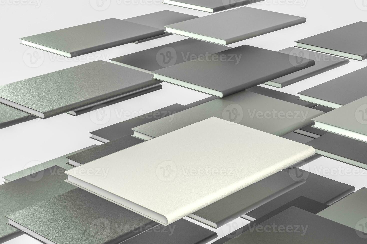 The organized hard cover notebooks, 3d rendering. photo