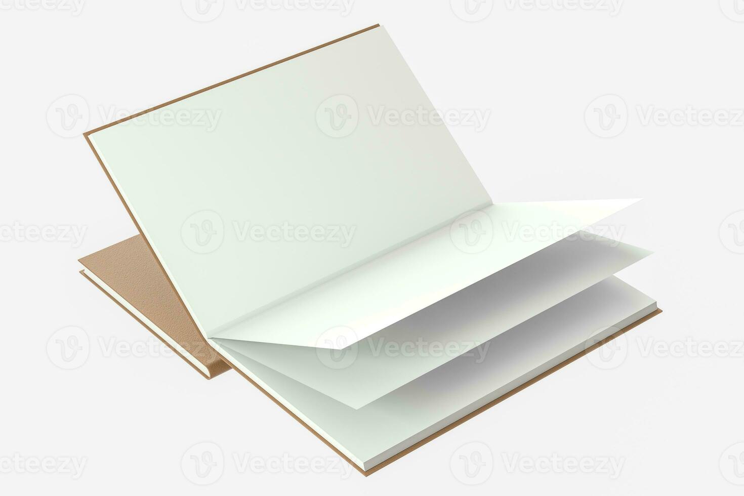 The brown blank opening notebook background, 3d rendering. photo