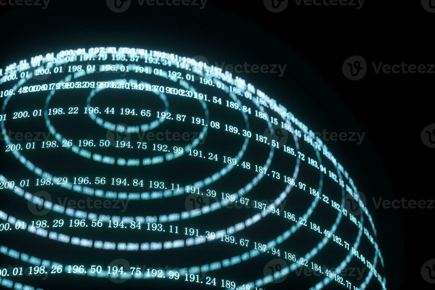 Digital lines made of numbers, globe big data background, 3d rendering photo