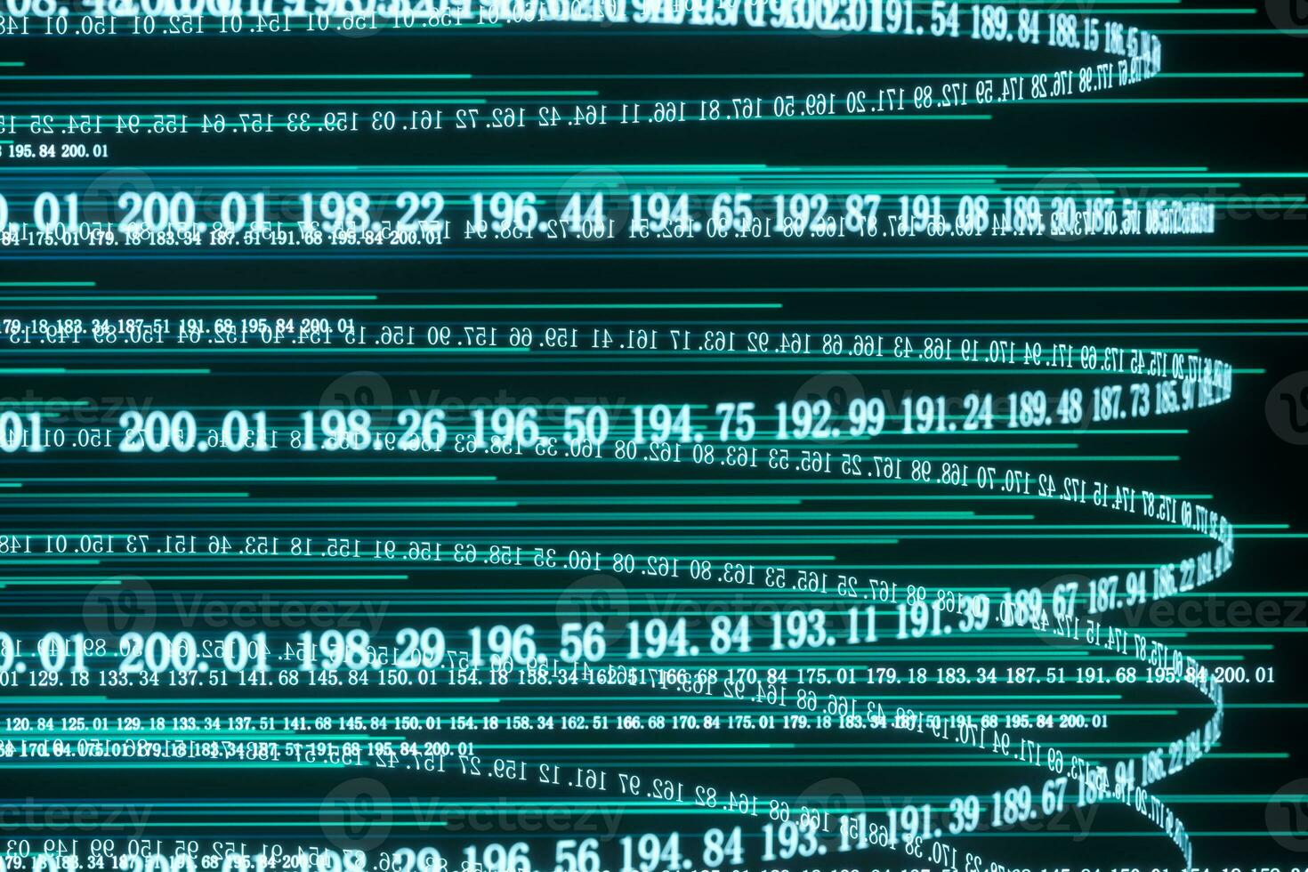 Digital lines made of numbers, globe big data background, 3d rendering photo