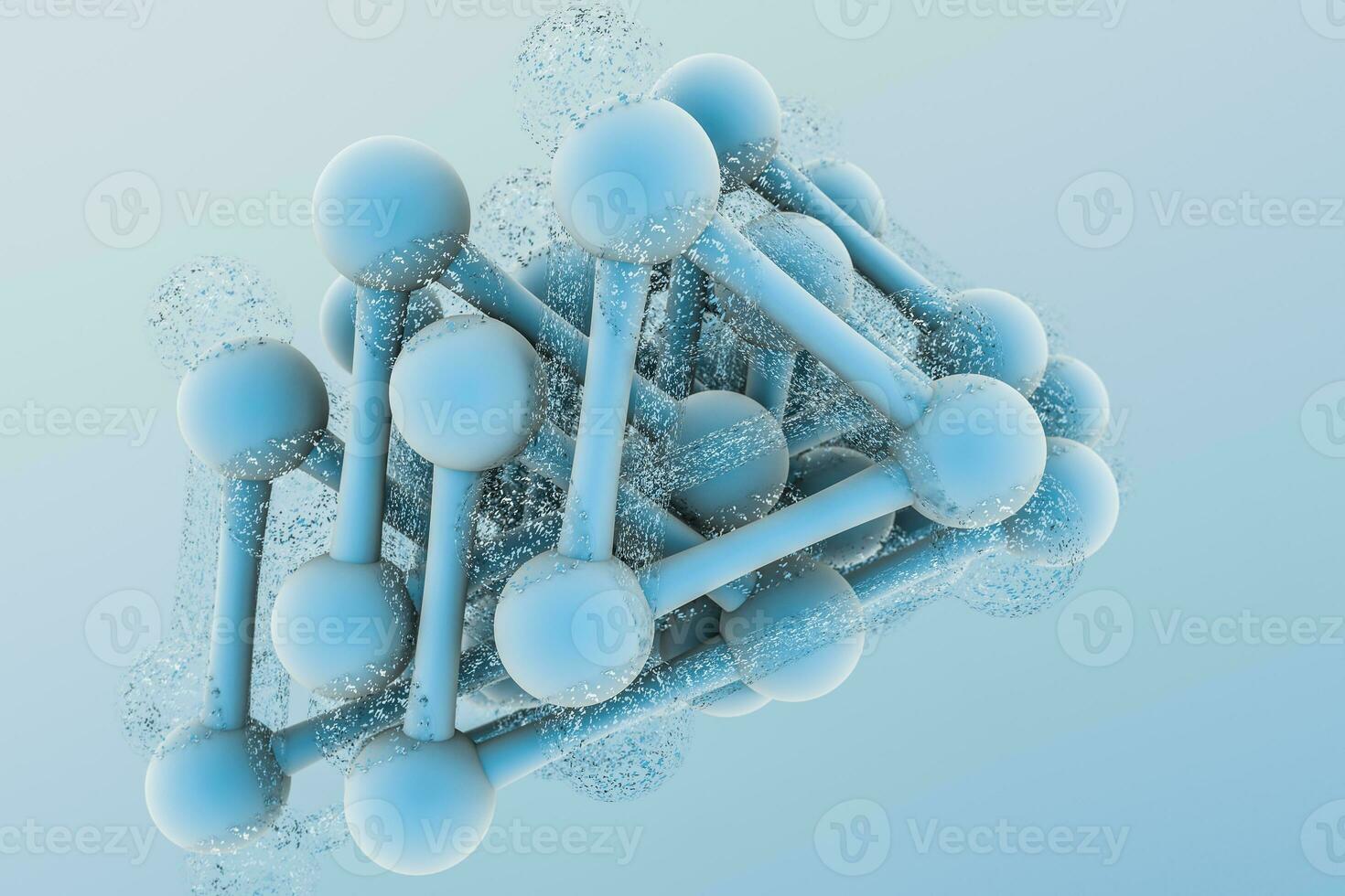 3d rendering, blue chemical formula with particle effects photo