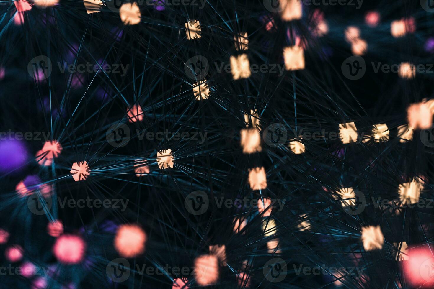Glowing nodes with variational lines, 3d rendering photo