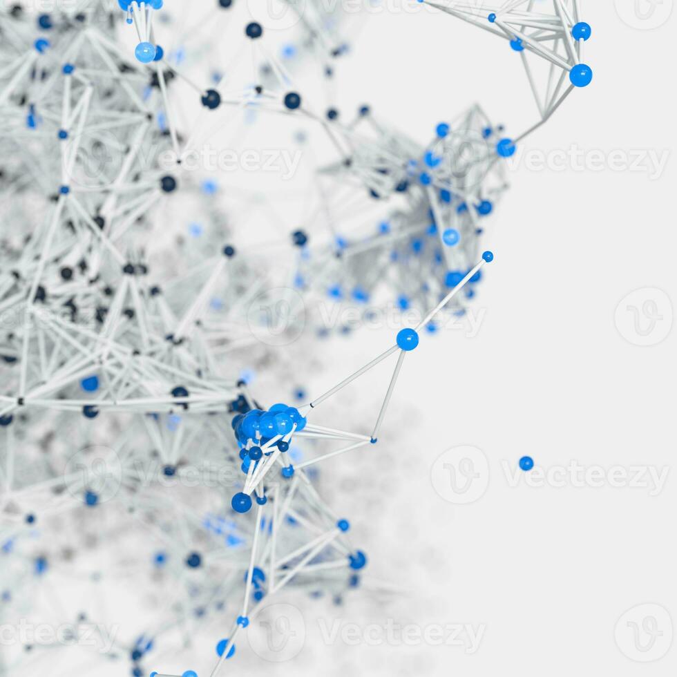 Glowing nodes with variational lines, 3d rendering photo