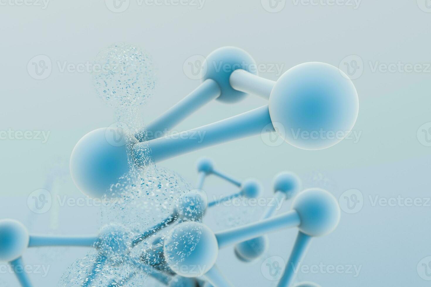 3d rendering, blue chemical formula with particle effects photo