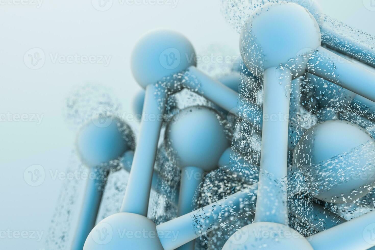 3d rendering, blue chemical formula with particle effects photo