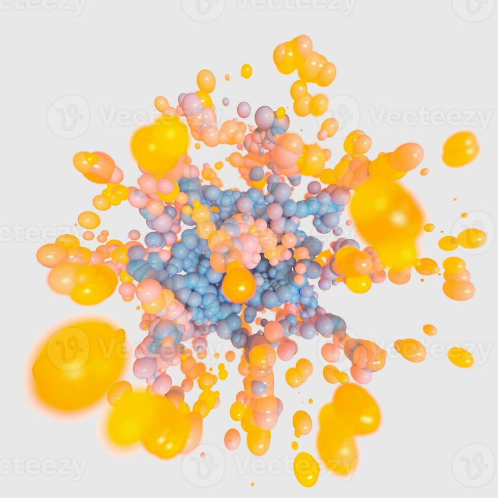 Glowing and flying spheres with white background, 3d rendering photo